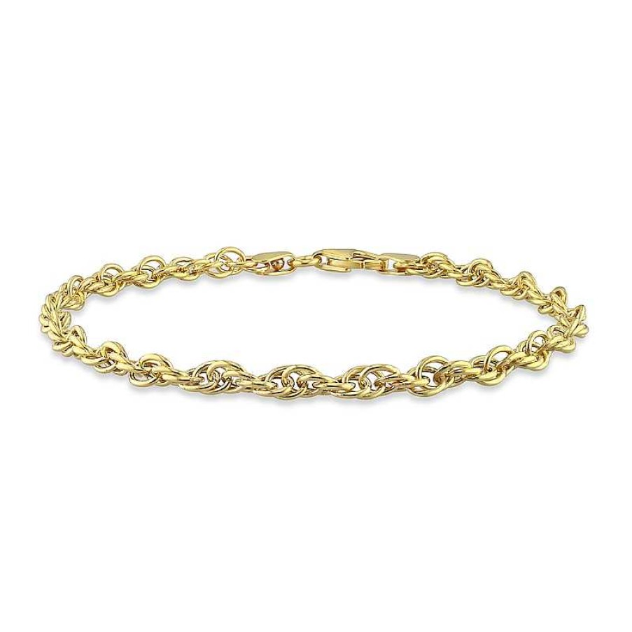 Bracelets Zales | Ladies' 3.7Mm Singapore Chain Bracelet In Sterling Silver With Gold-Tone Flash Plate - 7.5"