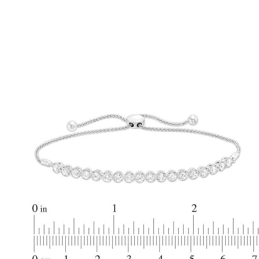 Bracelets Zales | 1-1/2 Ct. T.W. Certified Lab-Created Diamond Bolo Bracelet In 14K White Gold (F/Si2) - 9.5"