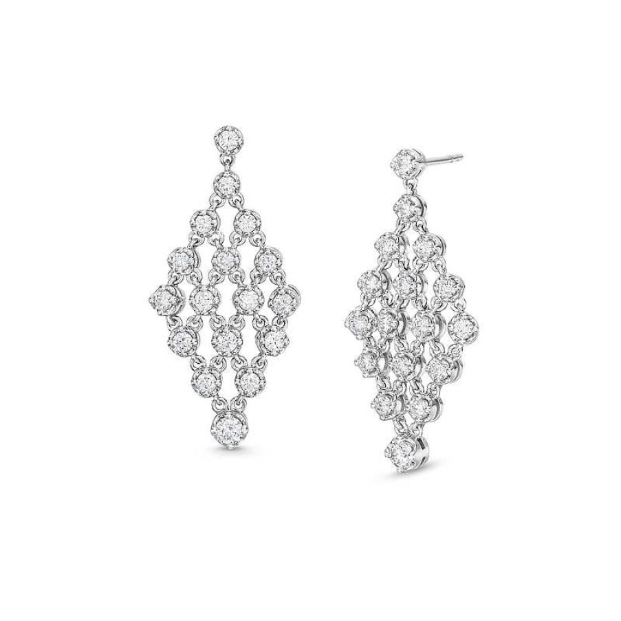 Earrings Zales | Zales X Rocksbox 1 Ct. T.W. Lab-Created Diamond Open Chandelier Drop Earrings In 10K White Gold