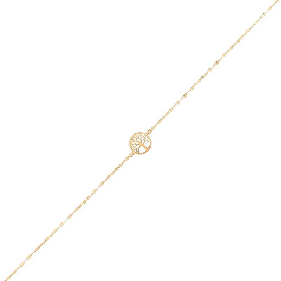 Bracelets Zales | Tree Of Life Disc Bracelet In 14K Gold