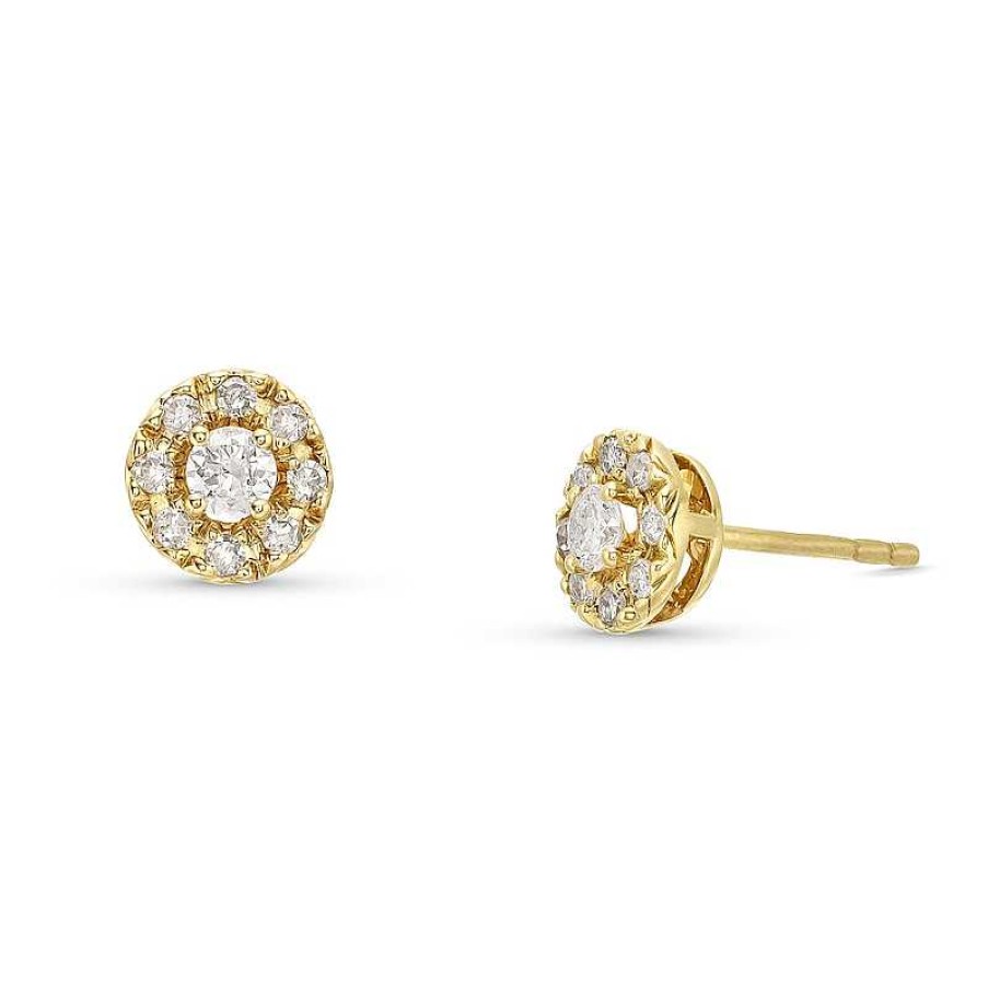 Earrings Zales | 1/4 Ct. T.W. Diamond Round Frame Stud Earrings In 10K Gold