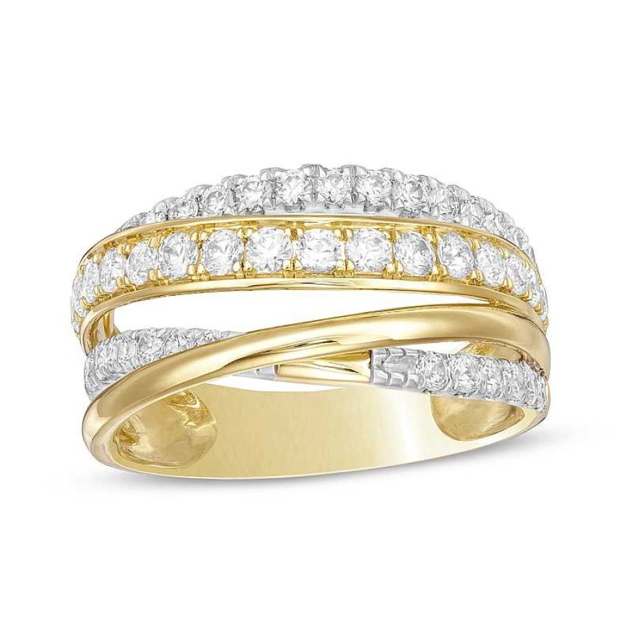 Rings Zales | 1 Ct. T.W. Diamond Cross-Over Multi-Row Ring In 10K Gold