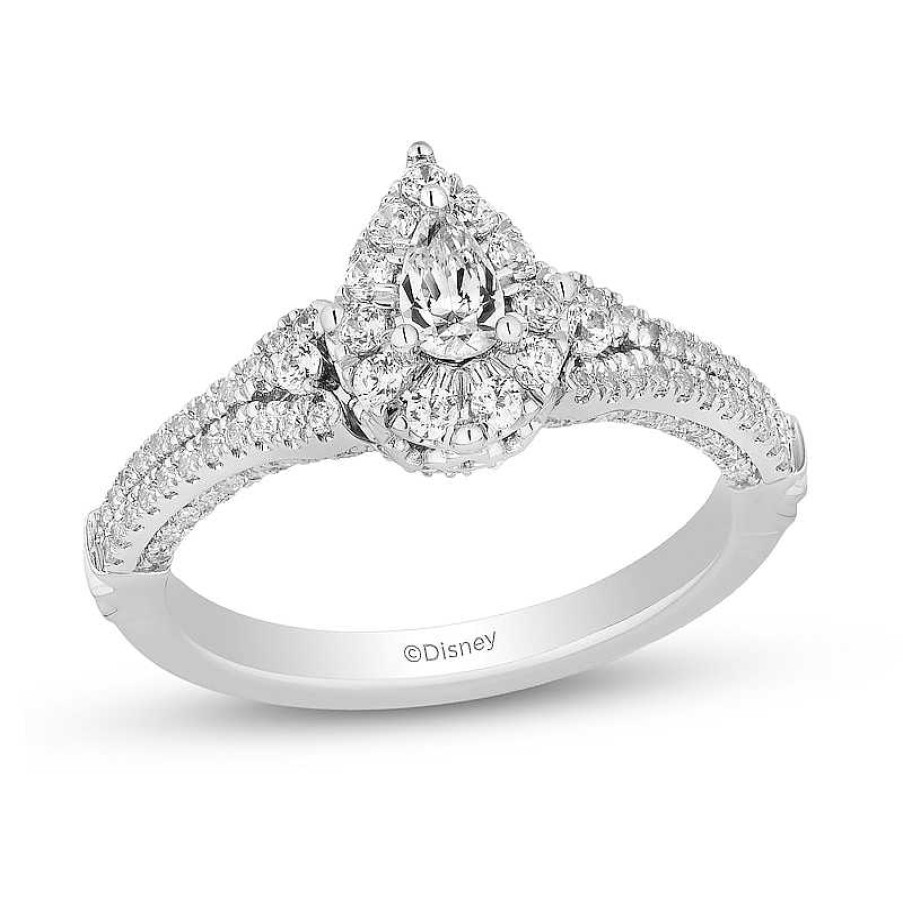 Rings Zales | Collector'S Edition Enchanted Disney 100Th Anniversary 3/4 Ct. T.W. Pear Diamond Engagement Ring In 14K White Gold