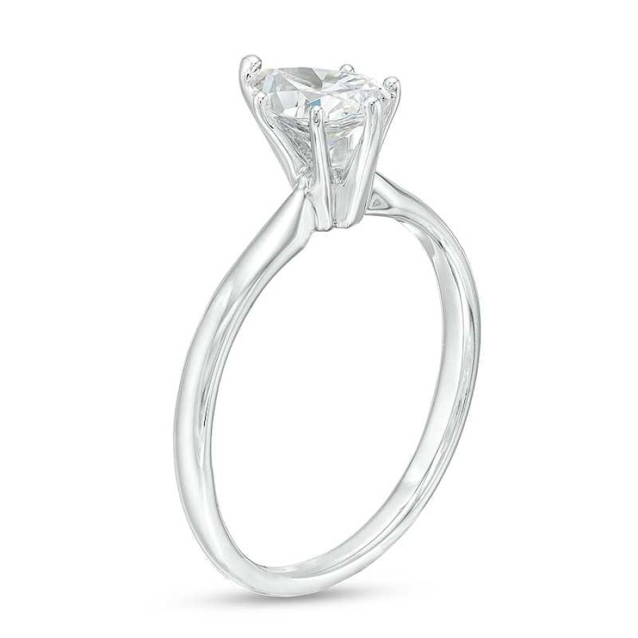 Rings Zales | 1 Ct. Certified Pear-Shaped Lab-Created Diamond Solitaire Engagement Ring In 14K White Gold (F/Vs2)