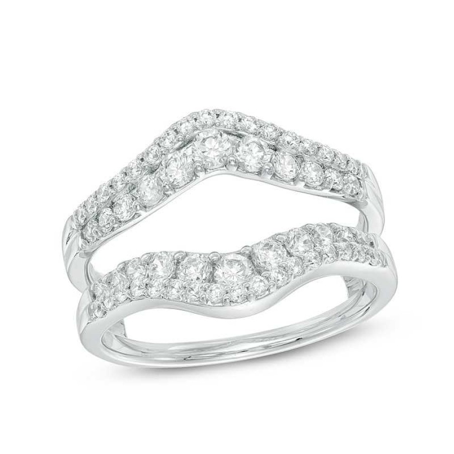 Rings Zales | 1 Ct. T.W. Diamond Chevron Solitaire Enhancer In 14K White Gold