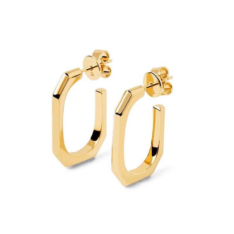 Earrings Zales | Pdpaola™ At Zales Octagonal-Shaped Open Hoop Earrings In Brass With 18K Gold Plate