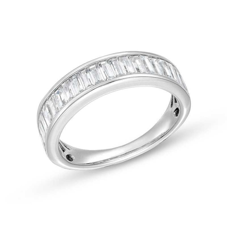 Rings Zales | 1 Ct. T.W. Certified Baguette-Cut Lab-Created Diamond Band In 14K White Gold (F/Vs2)