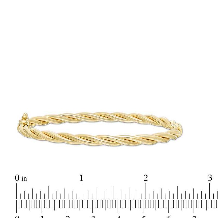 Bracelets Zales | Made In Italy 60.0 X 50.0 X 4.0Mm Hollow Twist Bangle In 14K Gold