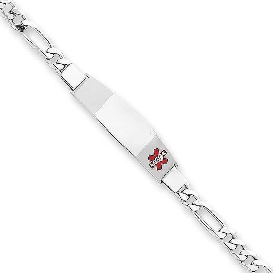 Bracelets Zales | 7.0Mm Medical Alert Notification Id Bracelet In Sterling Silver (6 Lines)