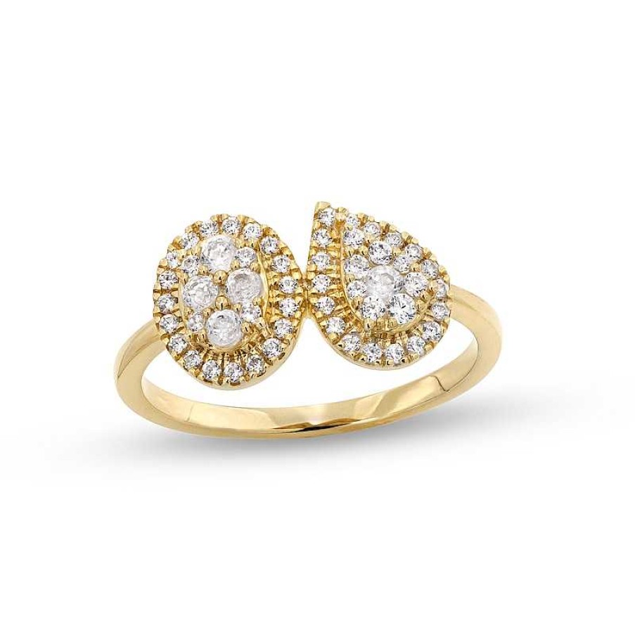 Rings Zales | 1/2 Ct. T.W. Diamond Oval-And Pear-Framed Ring In 10K Gold