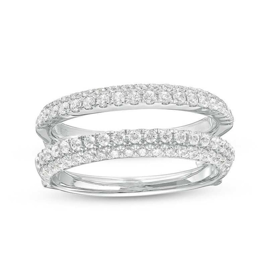 Rings Zales | Vera Wang Love Collection 3/4 Ct. T.W. Diamond Double Row Solitaire Enhancer In 14K White Gold (I/Si2)