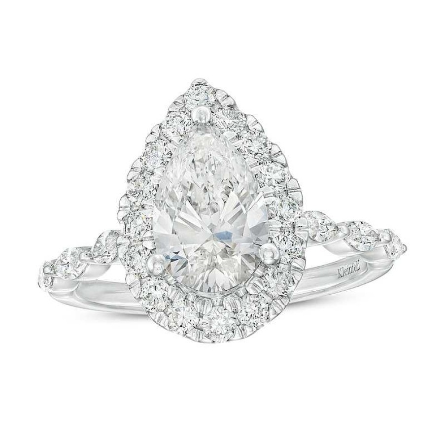 Rings Zales | Kleinfeld® X Zales 2-1/2 Ct. T.W. Certified Pear-Shaped Lab-Created Diamond Frame Engagement Ring In Platinum (F/Vs2)