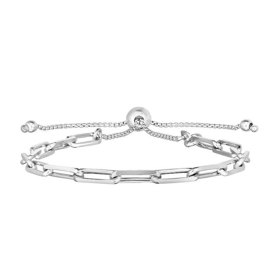 Bracelets Zales | Paper Clip-Style Chain-Link Bolo Bracelet In Sterling Silver - 9.25"