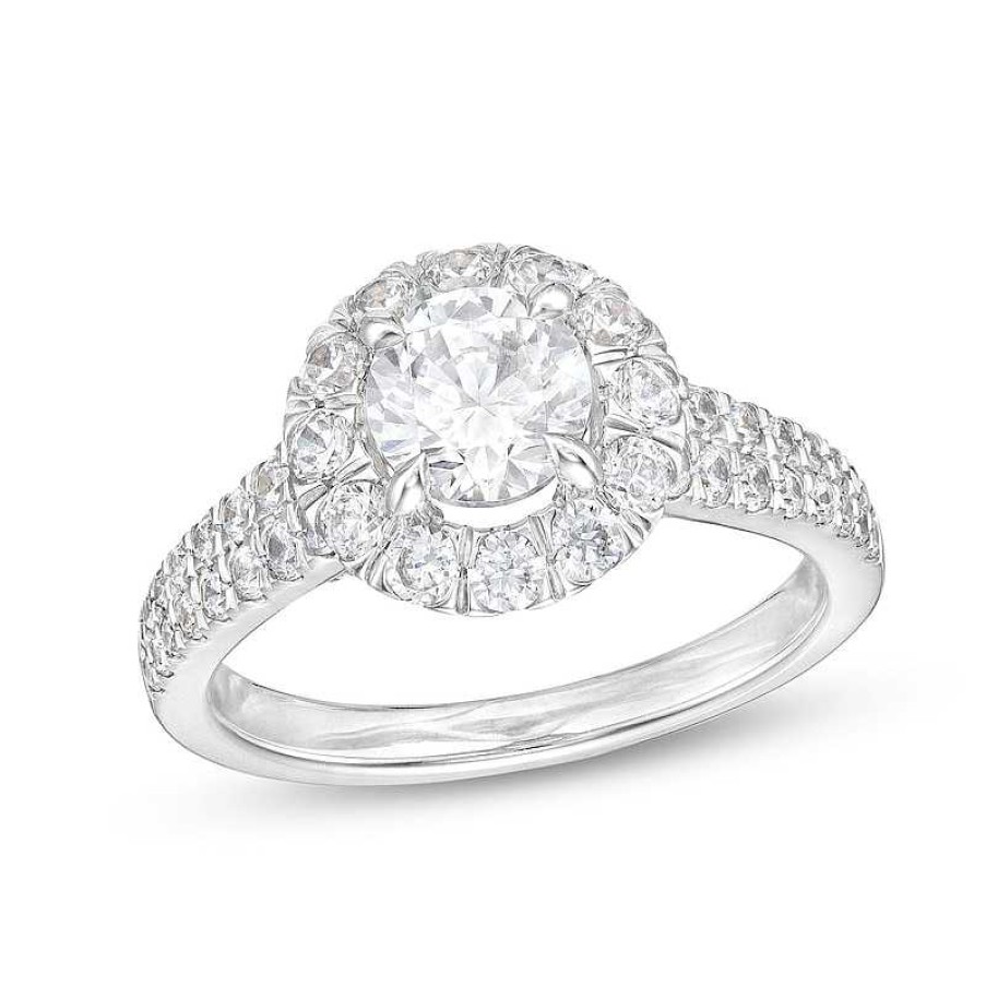 Rings Zales | Vera Wang Love Collection Certified Center Diamond 2 Ct. T.W. Flower Frame Engagement Ring In 14K White Gold (I/Si2)