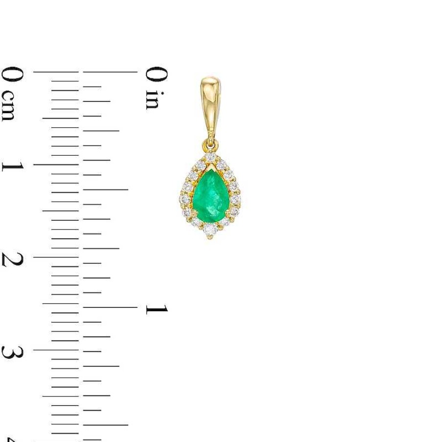 Earrings Zales | Pear-Shaped Emerald And 1/4 Ct. T.W. Diamond Frame Drop Earrings In 10K Gold