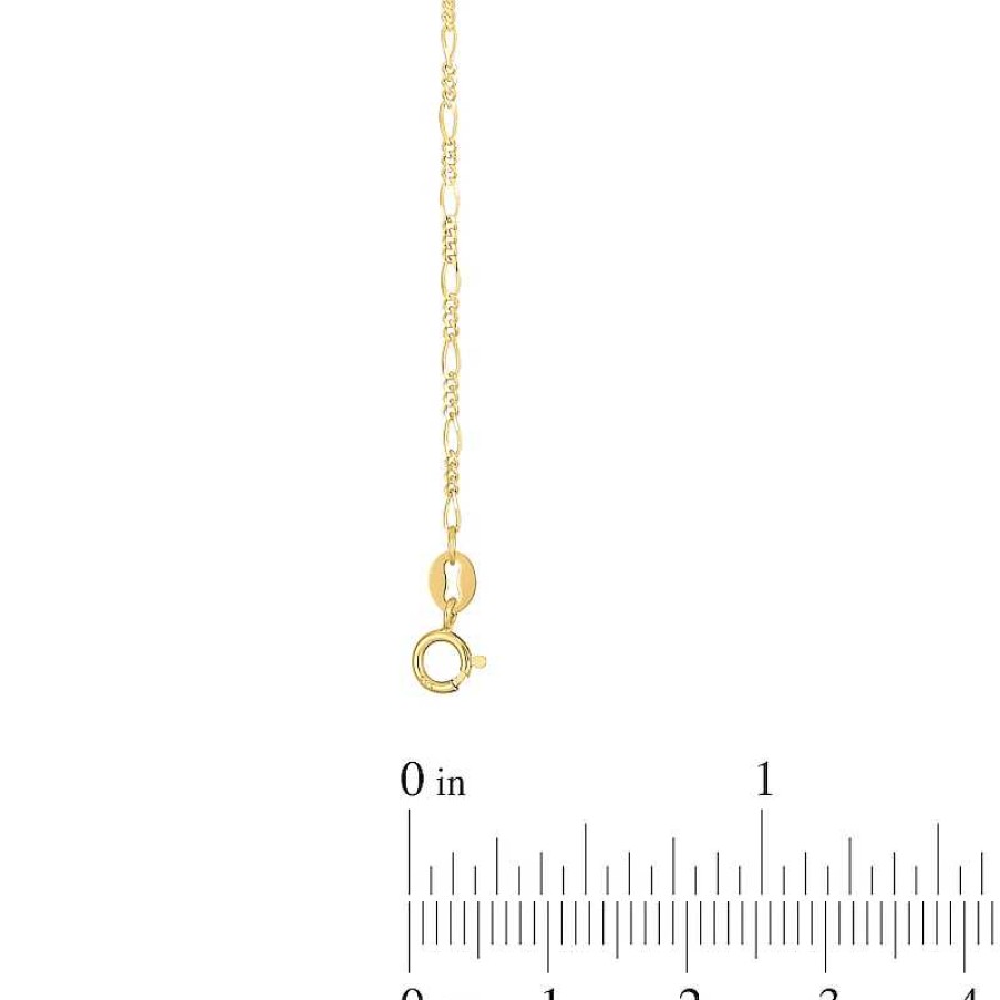 Bracelets Zales | 1.3Mm Figaro Chain Anklet In 14K Gold - 10"