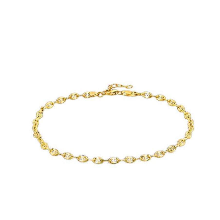 Bracelets Zales | 3.3Mm Hollow Mariner Chain Anklet In 14K Gold - 10"