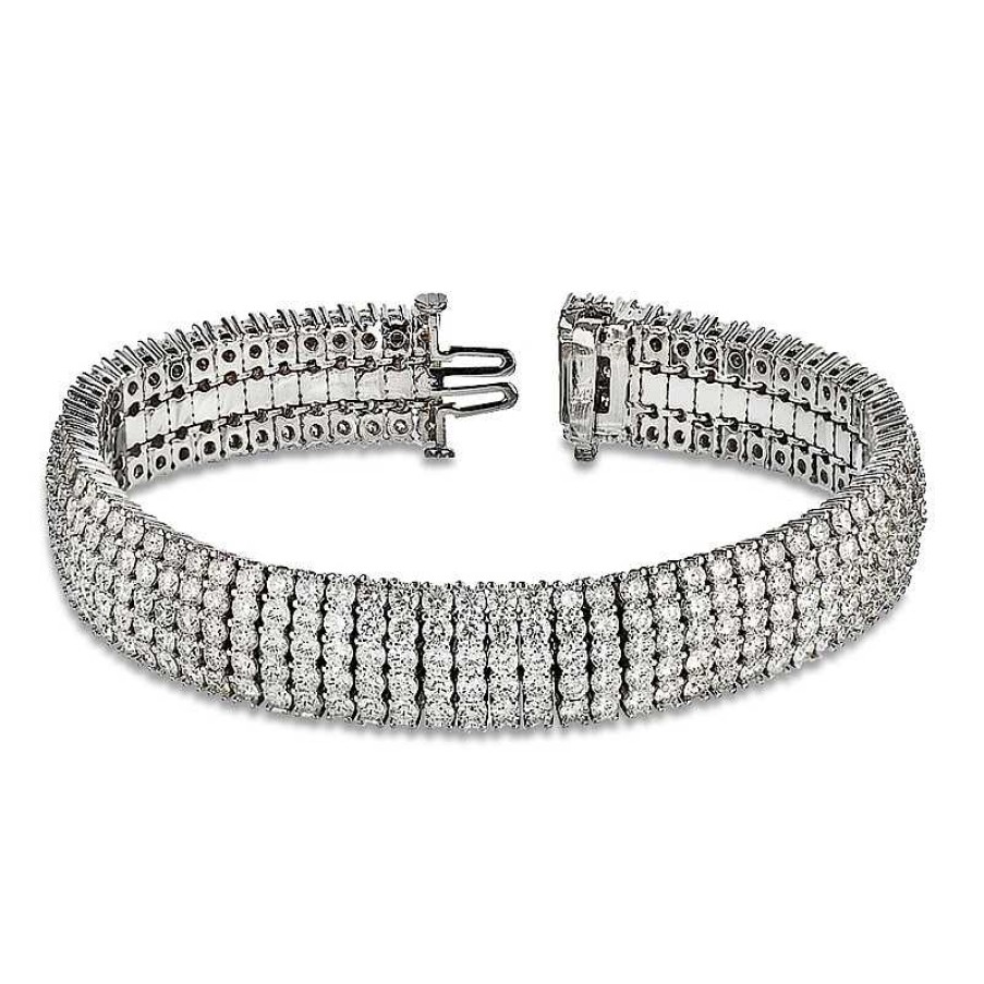 Bracelets Zales | 20 Ct. T.W. Diamond Five Row Tennis Bracelet In 14K White Gold