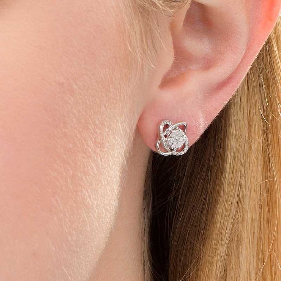 Earrings Zales | Diamond Accent Orbit Love Knot Stud Earrings In Sterling Silver