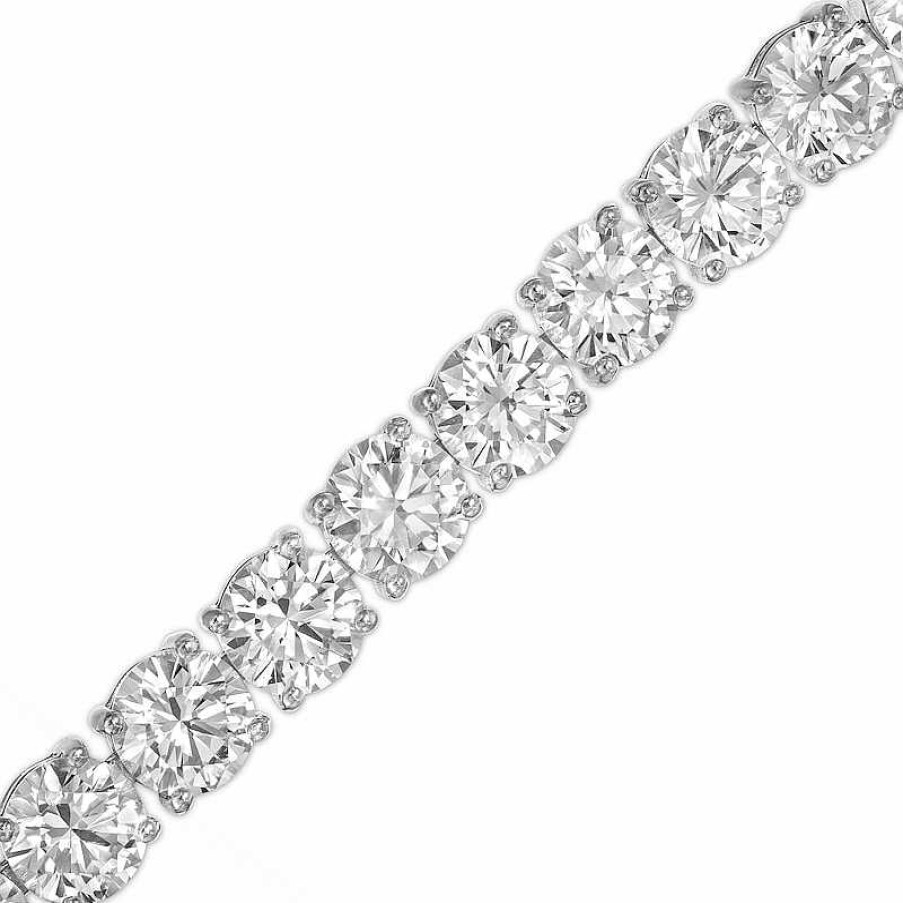 Bracelets Zales | 6.0Mm White Lab-Created Sapphire Tennis Bracelet In Sterling Silver - 7.25"