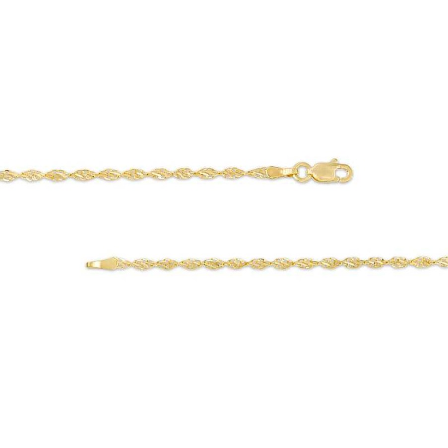 Bracelets Zales | 2.1Mm Dorica Singapore Chain Anklet In 14K Gold - 10"