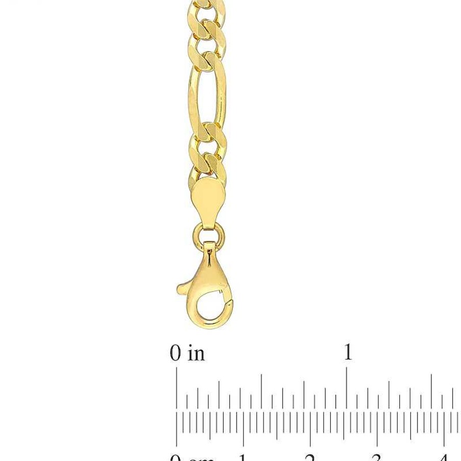 Bracelets Zales | 5.5Mm Figaro Chain Anklet In Sterling Silver With Gold-Tone Flash Plate - 9"