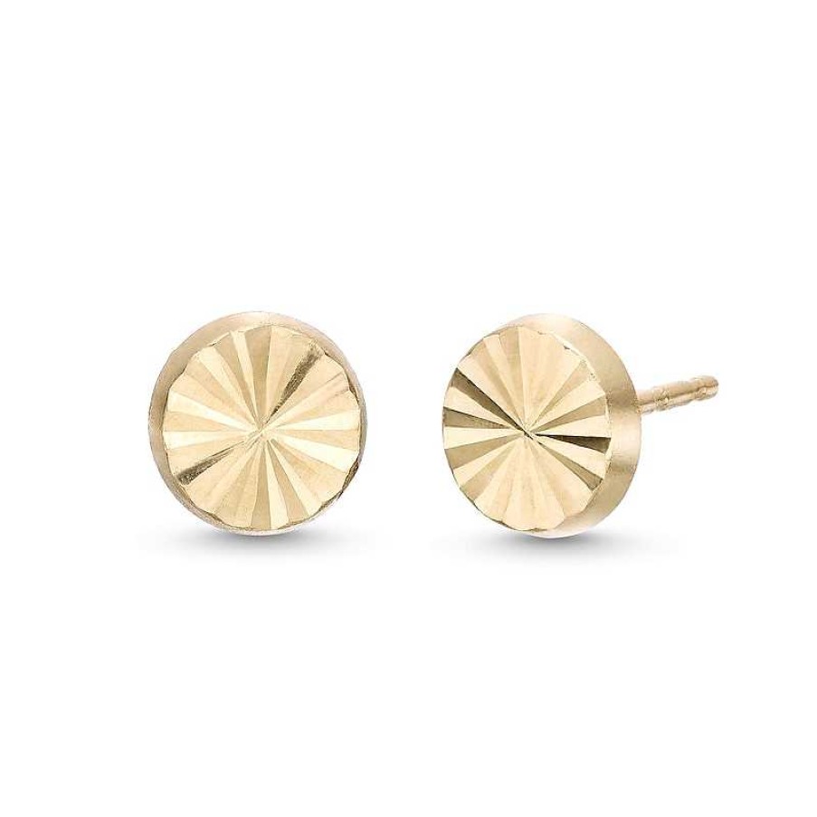 Earrings Zales | Diamond-Cut Hollow Circle Stud Earrings In 14K Gold