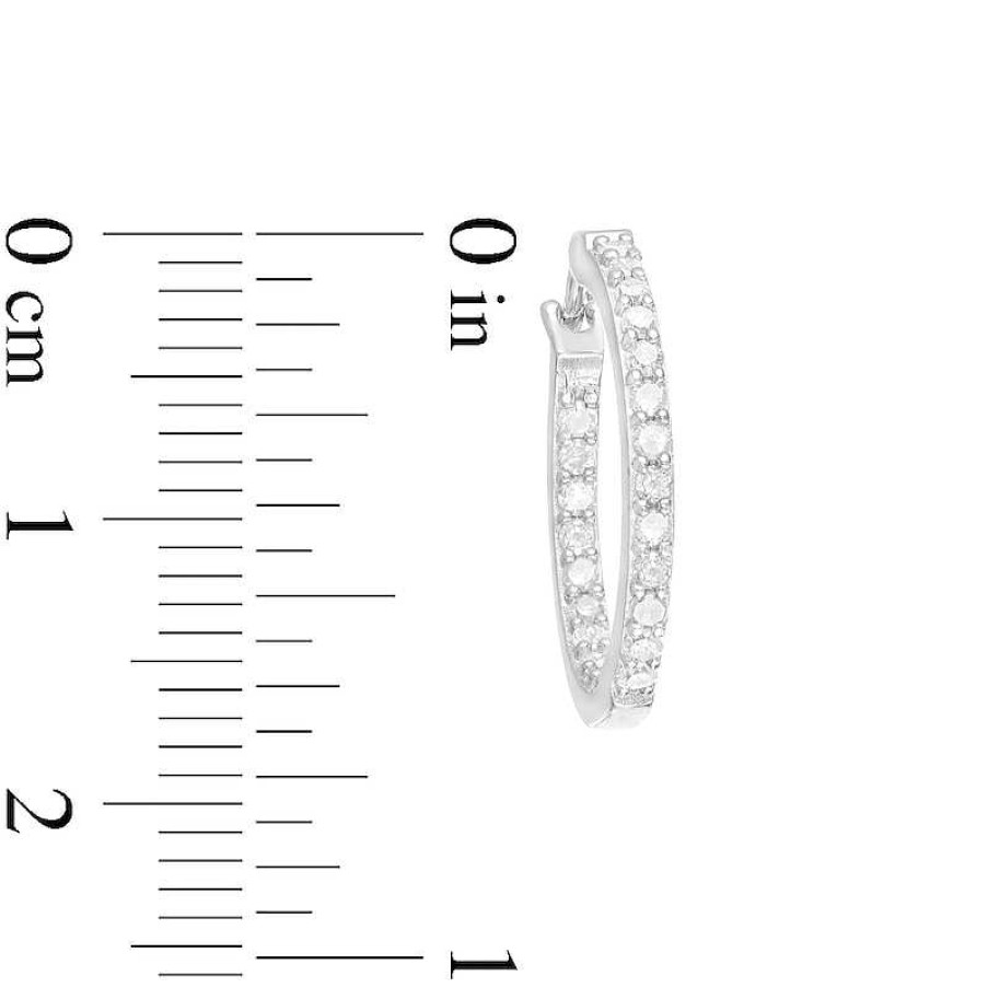 Earrings Zales | 1/2 Ct. T.W. Diamond Inside-Out Hoop Earrings In Sterling Silver