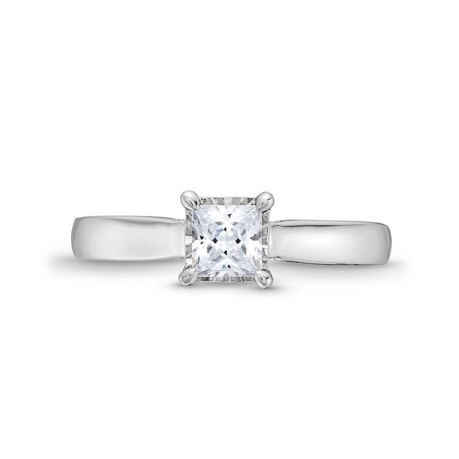 Rings Zales | 1 Ct. T.W. Princess-Cut Diamond Edge Engagement Ring In 14K White Gold (I/I2)