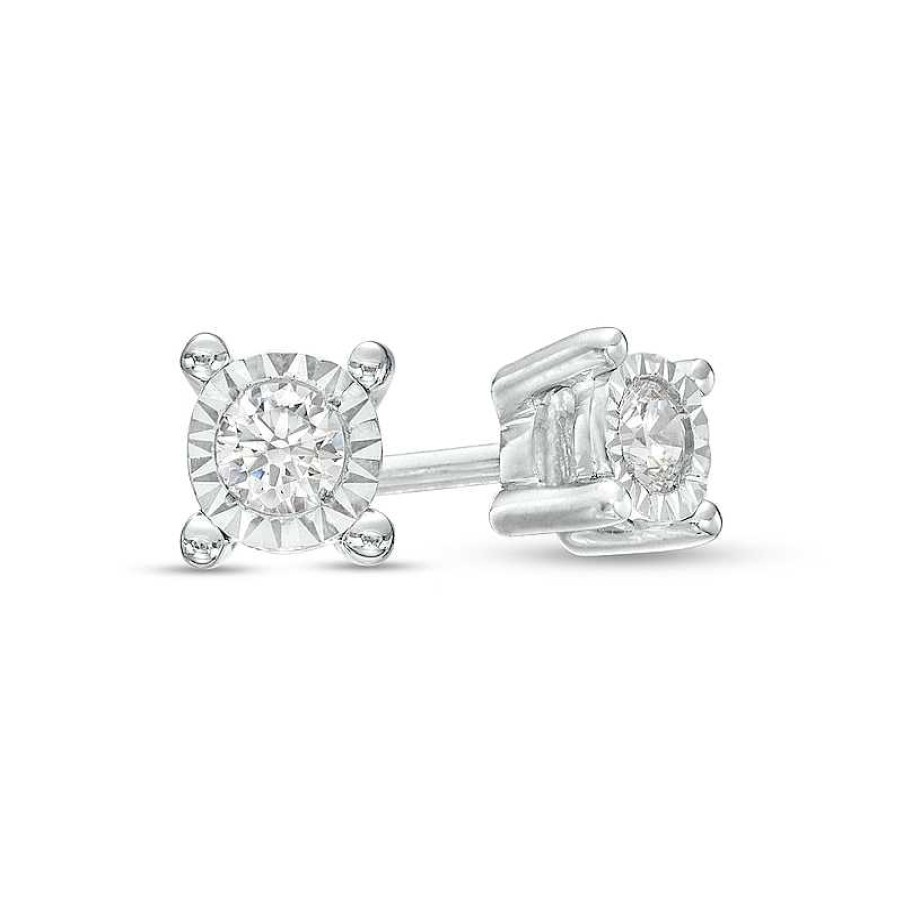 Earrings Zales | 1/6 Ct. T.W. Diamond Solitaire Stud Earrings In Sterling Silver (J/I3)