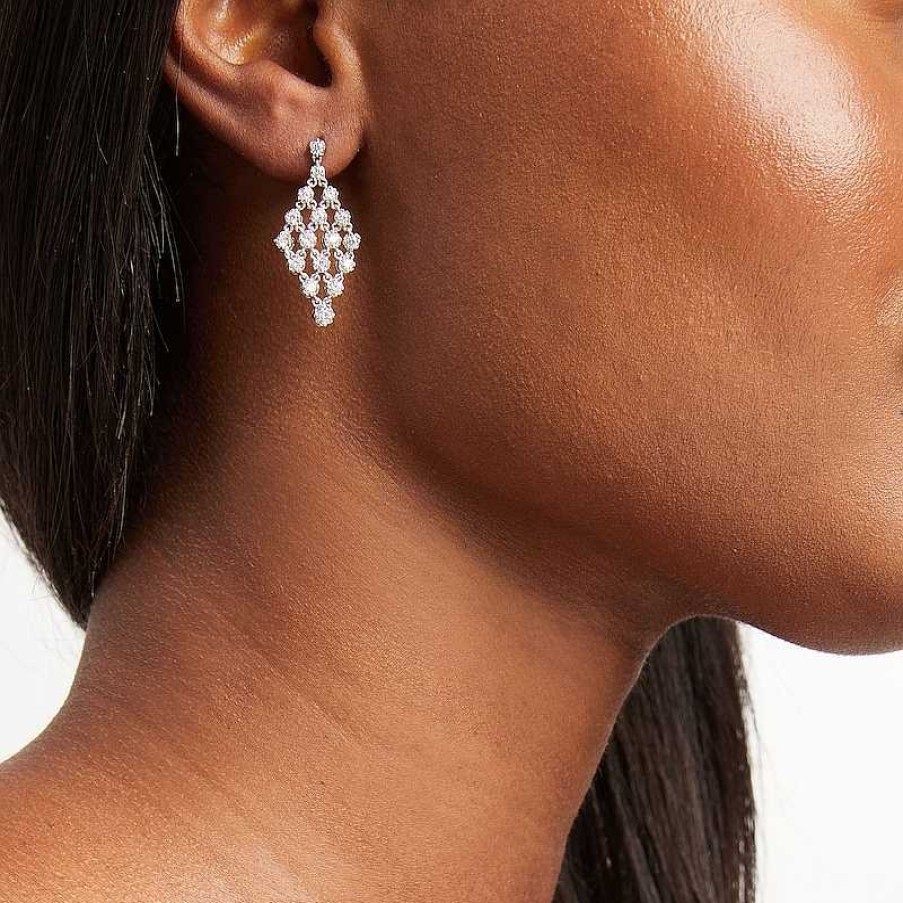 Earrings Zales | Zales X Rocksbox 1 Ct. T.W. Lab-Created Diamond Open Chandelier Drop Earrings In 10K White Gold