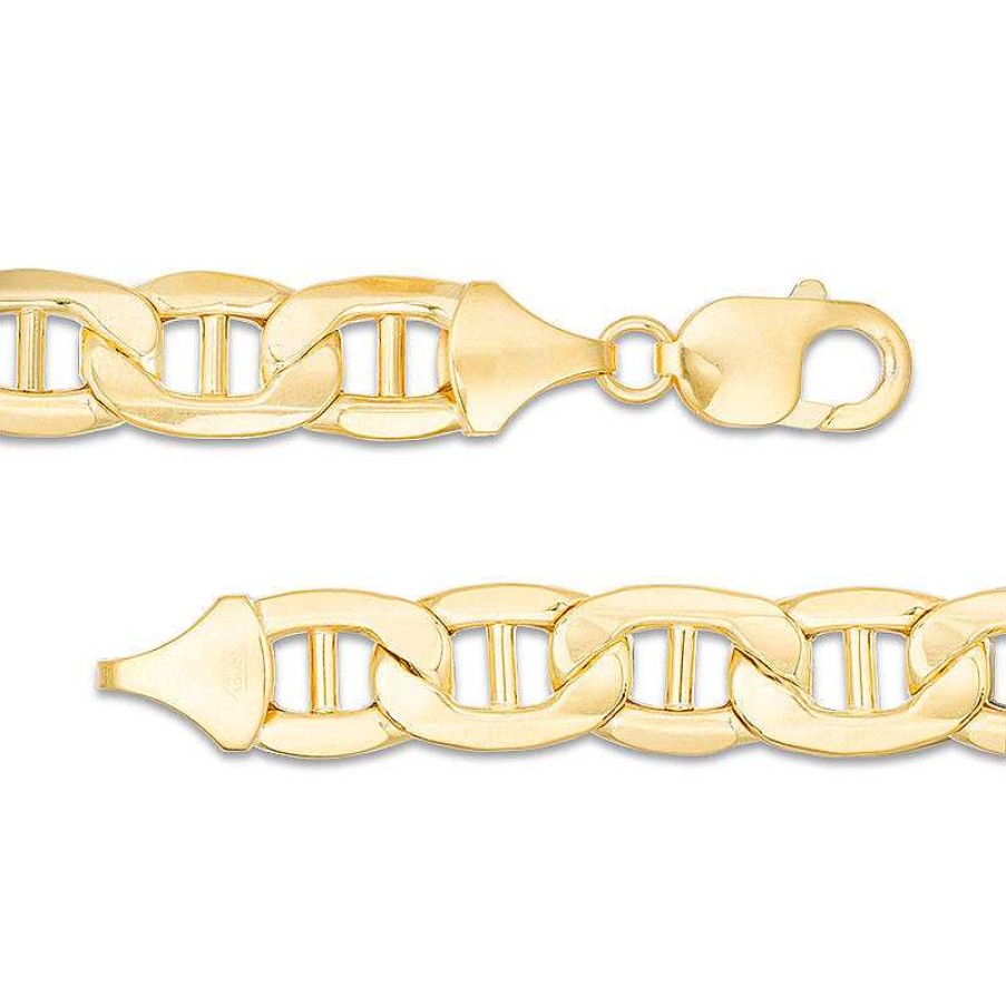 Bracelets Zales | Men'S 10.3Mm Mariner Link Chain Bracelet In 10K Gold - 9"