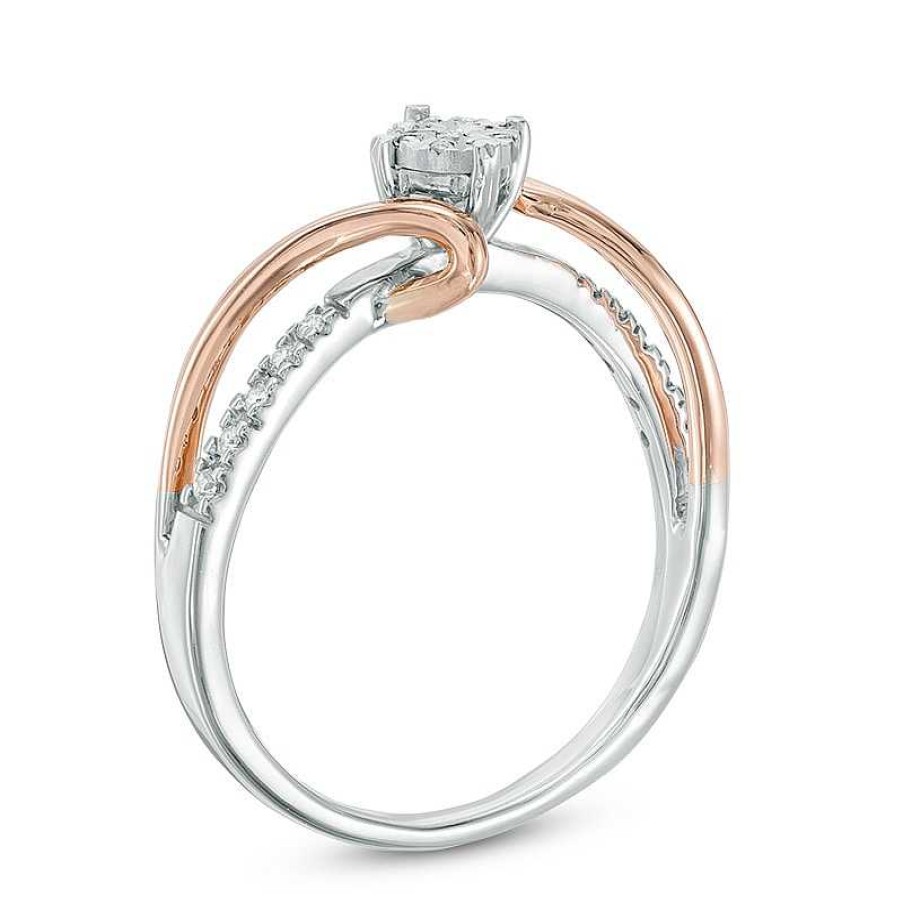 Rings Zales | 1/10 Ct. T.W. Multi-Diamond Bypass Ring In 10K Two-Tone Gold