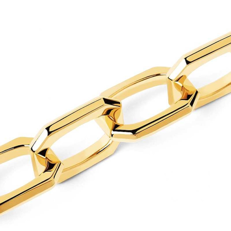 Bracelets Zales | Pdpaola™ At Zales Solid Signature Link Chain Bracelet In 18K Gold Plated Brass - 8.25"