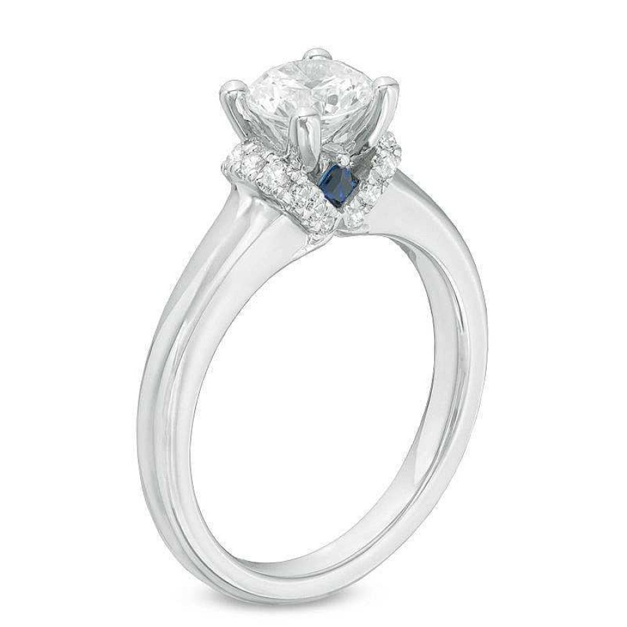 Rings Zales | Vera Wang Love Collection 1-1/10 Ct. T.W. Diamond Solitaire Collar Engagement Ring In 14K White Gold