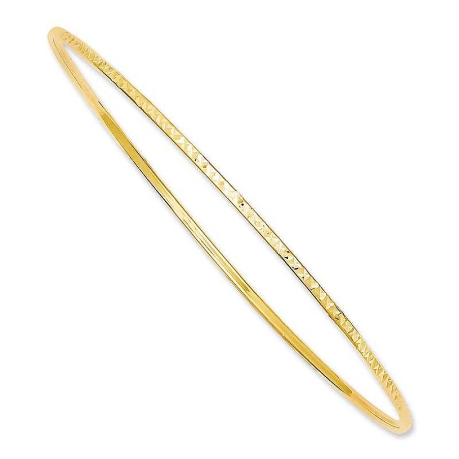 Bracelets Zales | Diamond-Cut Slip-On Bangle In 14K Gold - 8.0"