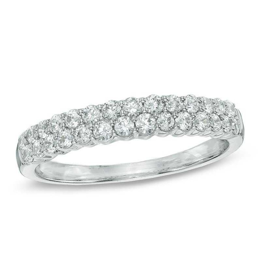 Rings Zales | 1/2 Ct. T.W. Diamond Two Row Band In 14K White Gold