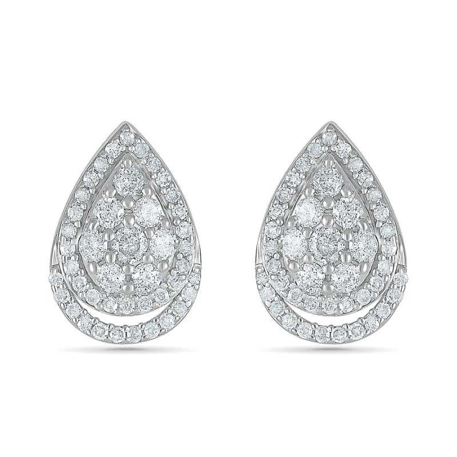 Earrings Zales | 3/4 Ct. T.W. Composite Diamond Teardrop Stud Earrings In 10K White Gold