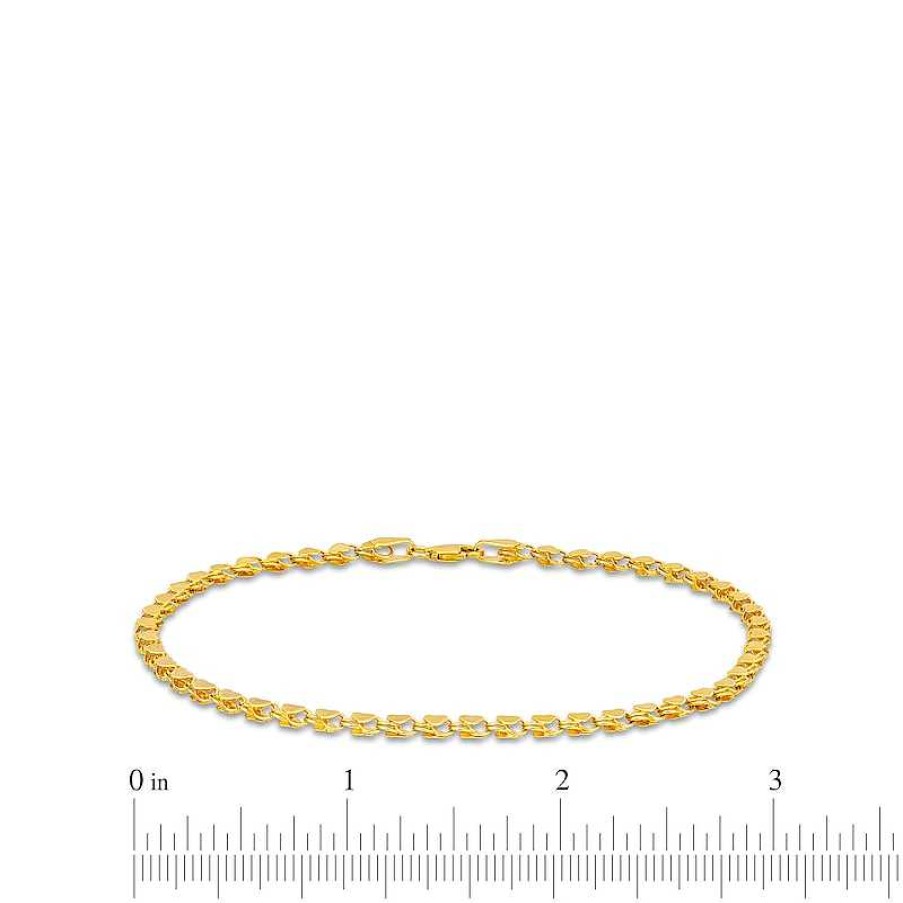 Bracelets Zales | Mirror Heart Anklet In 10K Gold - 9.0"