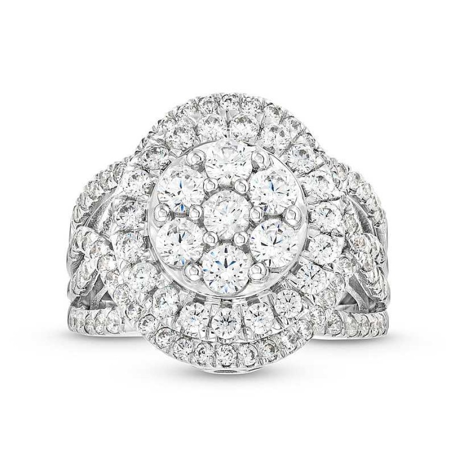 Rings Zales | 2 Ct. T.W. Certified Multi Lab-Created Diamond Tiered Frame Ring In 14K White Gold (F/Si2)