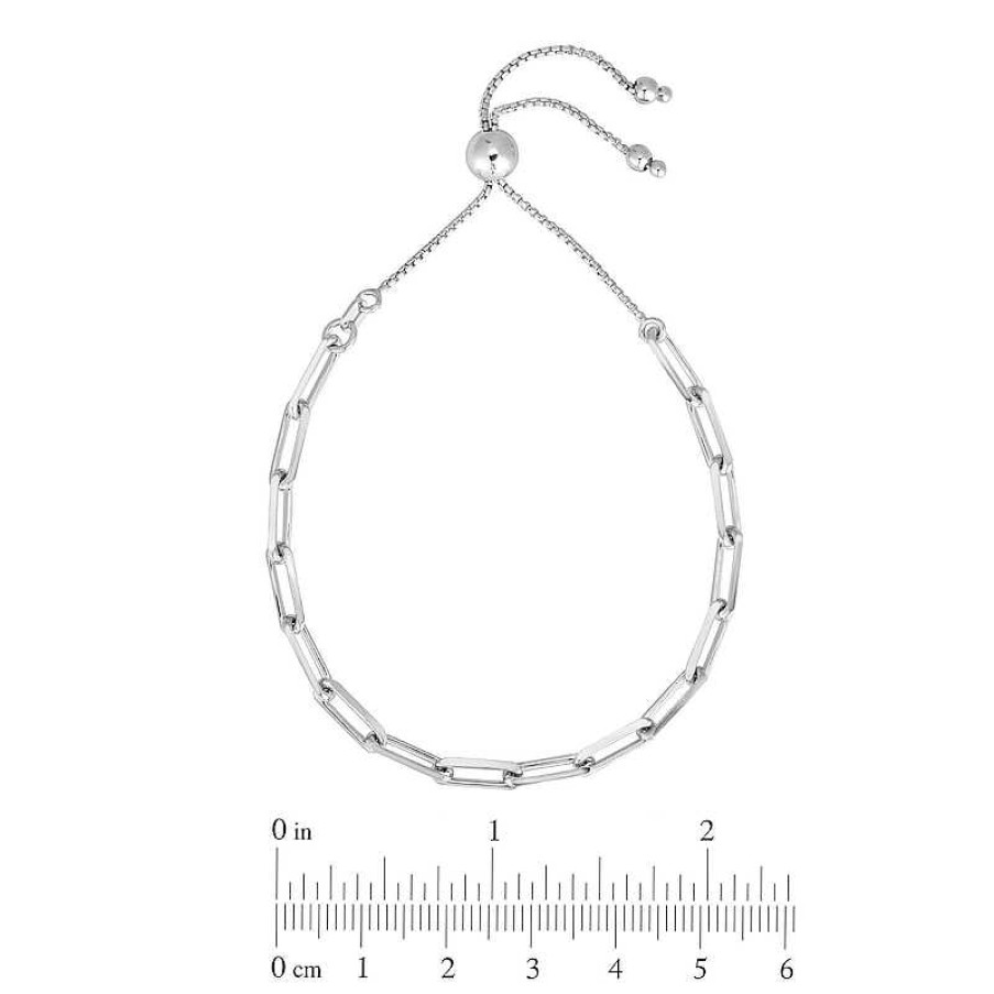 Bracelets Zales | Paper Clip-Style Chain-Link Bolo Bracelet In Sterling Silver - 9.25"