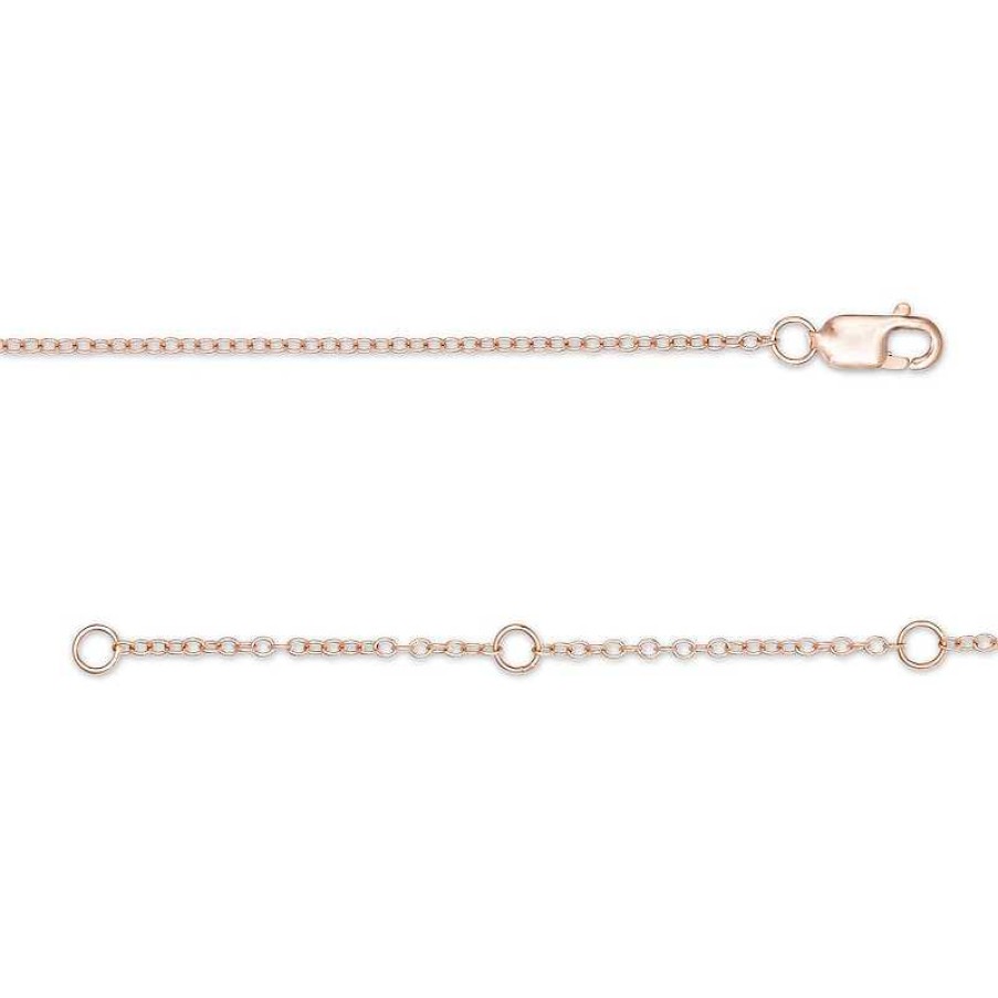 Bracelets Zales | 1/10 Ct. T.W. Diamond "Love" Charm Anklet In 10K Rose Gold - 10"