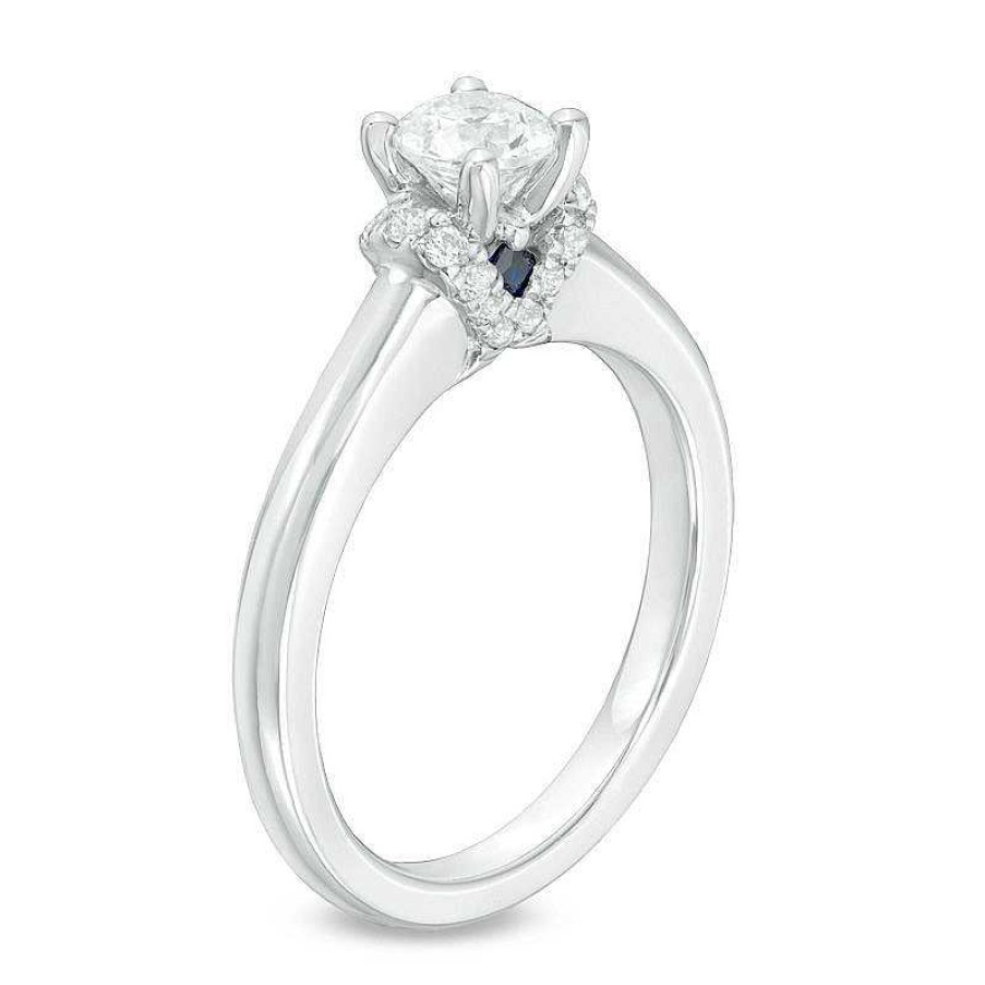 Rings Zales | Vera Wang Love Collection 5/8 Ct. T.W. Diamond Solitaire Collar Engagement Ring In 14K White Gold