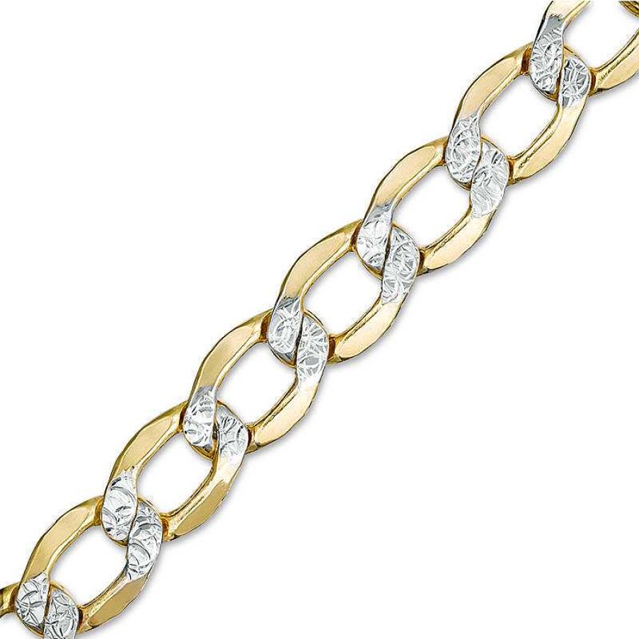 Bracelets Zales | Made In Italy Men'S 150 Gauge Diamond-Cut Curb Chain Bracelet In 10K Two-Tone Gold - 8.5"