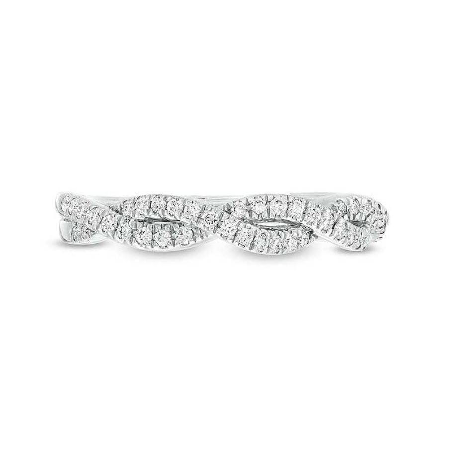 Rings Zales | Kleinfeld® X Zales 1/4 Ct. T.W. Certified Lab-Created Diamond Twist Anniversary Band In Platinum (F/Vs2)