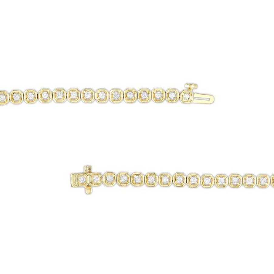 Bracelets Zales | 1 Ct. T.W. Diamond Geometric Frames Tennis Bracelet In 10K Gold