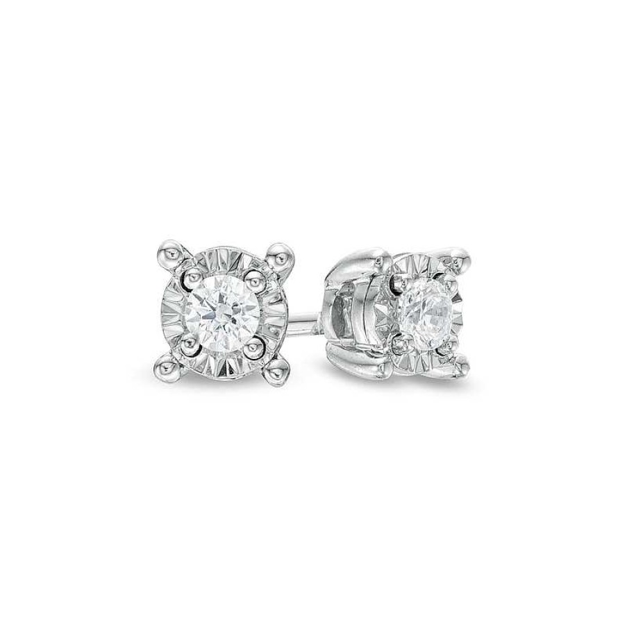 Earrings Zales | 1/10 Ct. T.W. Diamond Solitaire Stud Earrings In Sterling Silver (J/I3)