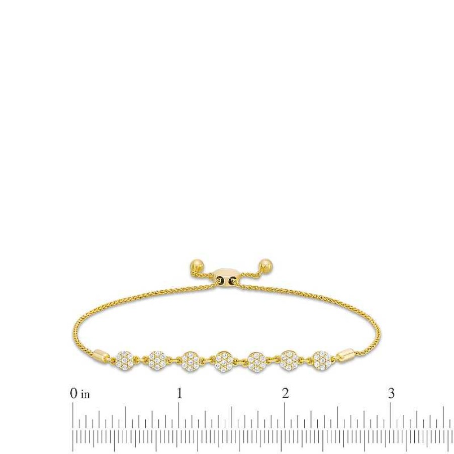 Bracelets Zales | 1/2 Ct. T.W. Diamond Flower Bolo Bracelet In 10K Gold