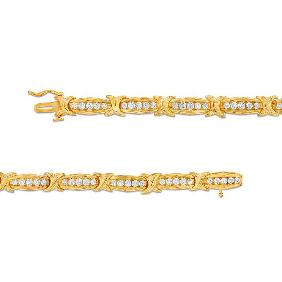 Bracelets Zales | 2 Ct. T.W. Diamond "X" Bracelet In 10K Gold