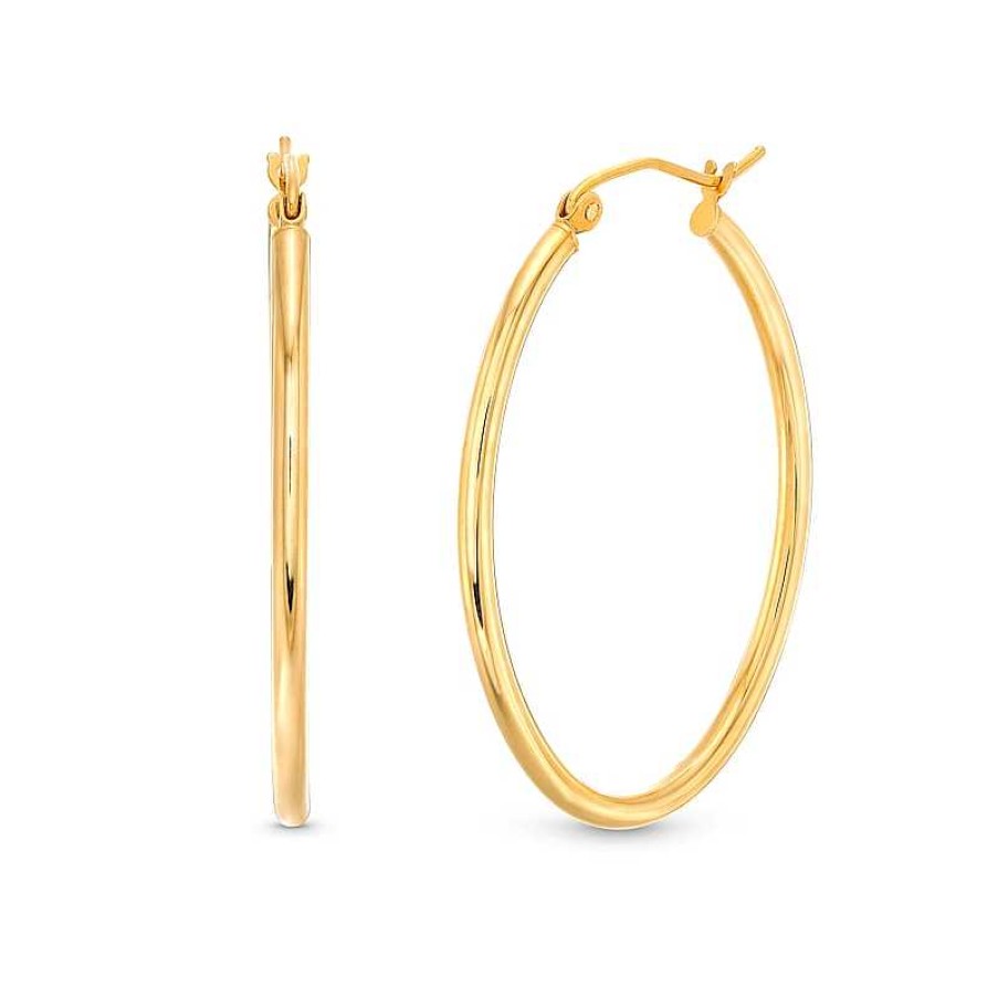 Earrings Zales | Oval 35.0Mm Hollow Tube Hoop Earrings In 14K Gold